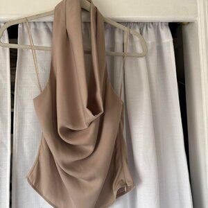 Women's Tan and Cream Blouse Zara Size S
